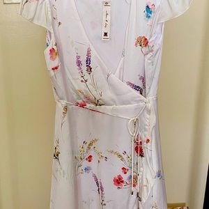 White floral Wrap Dress